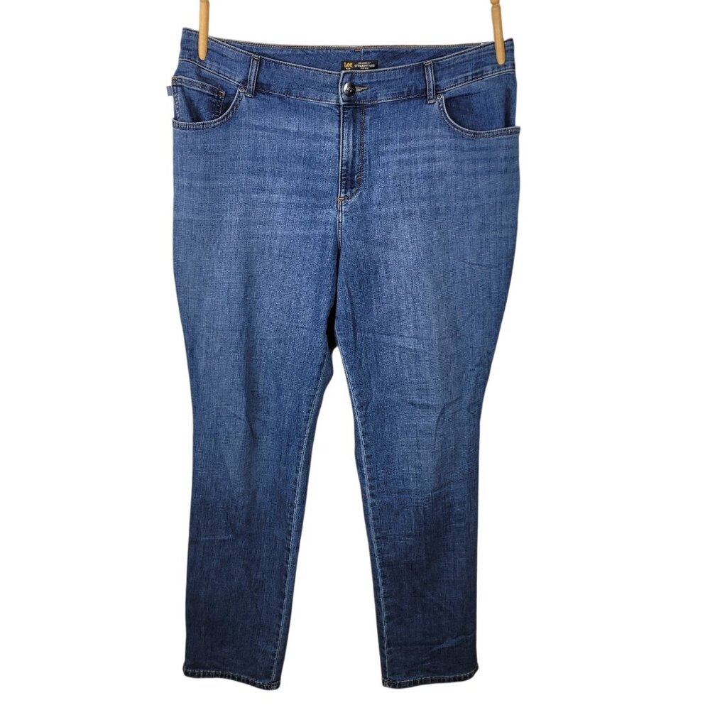 Lee Jeans Plus Size 18W Long 41 x 33 Denim Straight Leg 18 Relaxed Fit Blue jean